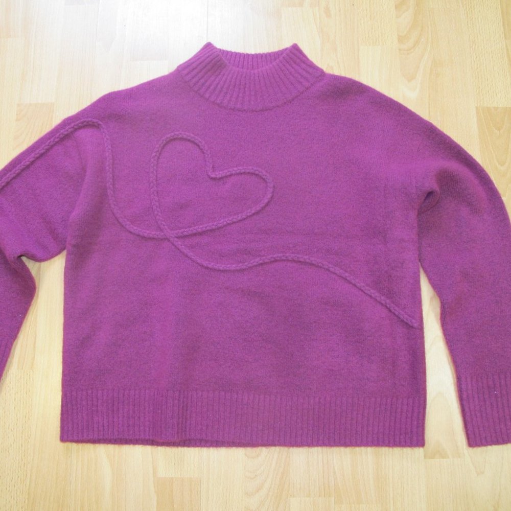 RW&CO. Magenta Cowl Neck Sweater with Heart Detail - Picture 6 of 8